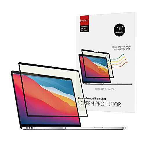 bersem Screen Protector Compatible with MacBook Pro 16 inch 2019 (A2141),Anti-Glare Anti-Blue Light Screen Protector Eye Protection Blue Light Blocking Filter Scratch Resistant