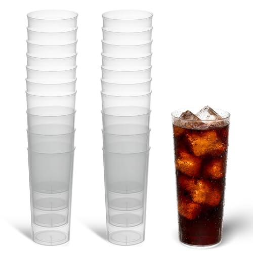 CHEFZOCO Vasos de Tubo Plástico Duro, vasos para Cubata, Cerveza, Refrescos, Reutilizables y Reciclables, Apto para fiestas, bodas, Despedidas Soltera/o, Plástico duro, Capacidad 300 cc, Pack 20 vasos