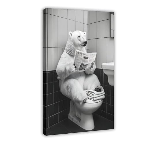 Ours polaire amusant impression artistique sur toile premium salon 40x60