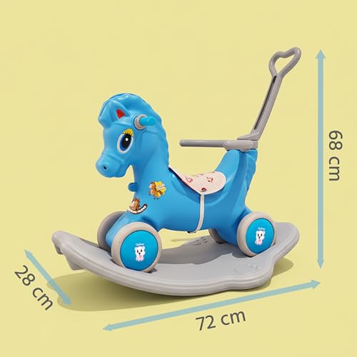 Image of Lifelong 3-in-1 Horse Ride On for Kids 1-5 Years | Balance, Rock & Ride Modes with Safety Belt & Backrest | Parental Handle, Wide Anti-Slip Base | Non-Toxic PE Body Toy (LLCRK02)
