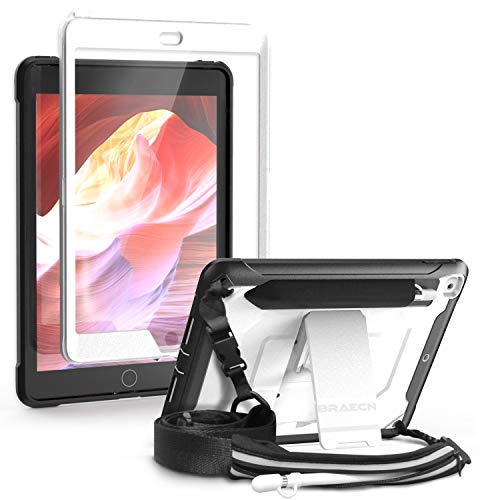 BRAECN iPad 8th/7th Generation Case with Pencil Holder and Screen Protector, Protective Shockproof Case with Carrying Strap, Kickstand, Storage Pouch, Pencil Cap Holder for iPad 10.2 2020/2019- White BRAECN iPad 8th/7th Generation Case with Pencil Holder and Screen Protector, Protective Shockproof Case with Carrying Strap, Kickstand, Storage Pouch, Pencil Cap Holder for iPad 10.2 2020/2019- White