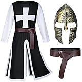TOKYO REVENGERS Disfraz medieval de caballeros cruzados renacentistas, túnica templaria, disfraz de guerrero, máscara y cinturón (negro M)