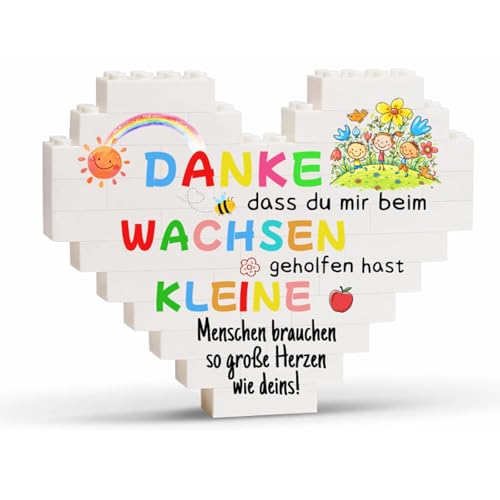 Baustein-Herz Deko Abschiedsgeschenk Erzieherin Danke Erzieherin Abschied Deko Abschiedsgeschenk Kindergarten Dankeschön Präsent zum Schuljahresende Ideales Präsent für Tagesmutter Lehrerin