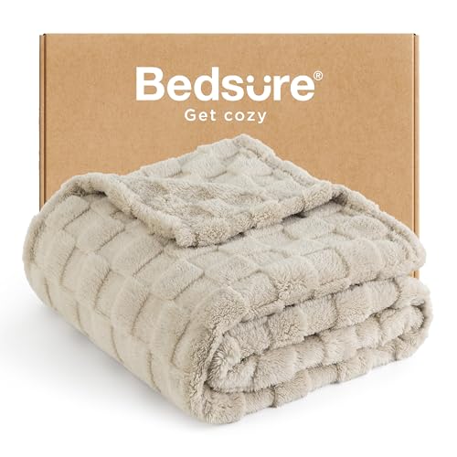 Bedsure GentleSoft Light Brown Throw Blanket for Couch - Super Soft Cozy Blankets Gifts for Women Men Girls, Cute Small Fleece Throws for Bedroom Home Decor, 50x70 Inches