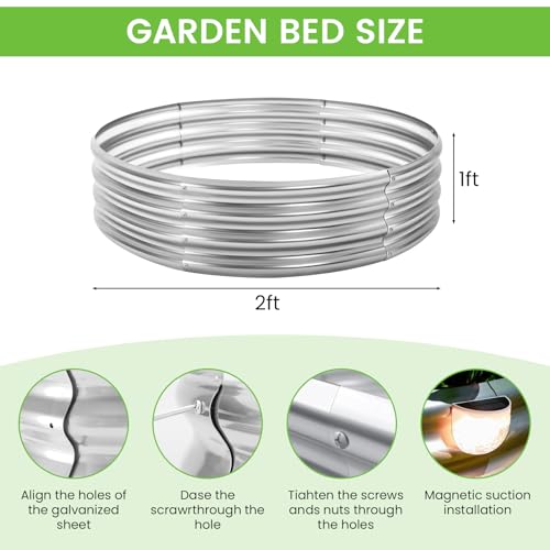 2Pcs Raised Garden Bed 2x2x1ft, Planter Galvanized Raised Garden Beds Outdoor with 2 Solar Lights and Gloves for Gardening Vegetables with Garden Gadgets Set of 3 - Image 3