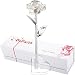 DEFAITH Silver Dipped Real Rose, Best Gifts for Her 25th Anniversary Valentine's Day Christmas Mother's Day - Sterling Silver Rose with Stand