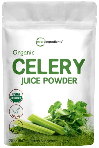 Organic Celery Juice Powder, 20 Ounce (1.25 Pound), 71 Serving, Celery Detox and Cold Pressed, Boosts Immune System, Energy and Supports Gut Health, Rich in Immune Vitamin C and Minerals, Vegan