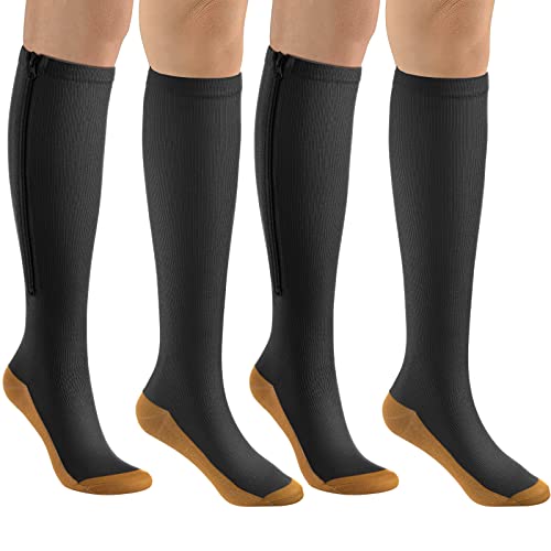 Image of bropite Zipper Compression Socks Women & Men|15-20mmHg closed Toe knee high
