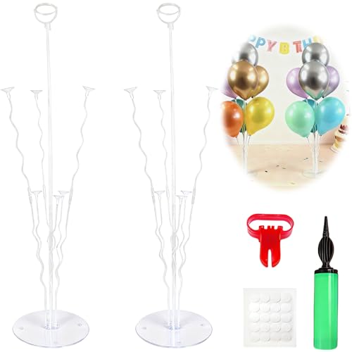 Kaucytue Kit de Support de Ballon de Table Transparent (2 Pack) - Inclus Pompe, Noueur et Fixations | Décoration pour Mariages, Anniversaires, Baby Showers, Graduations et Noël