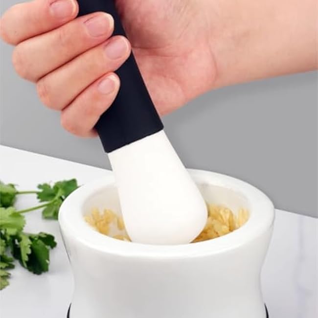 QUQUQ Mortar and Pestle Set Pestle Set Non Slip Silicone Handle Base Spice Grinder Crusher Grinding Bowl Seasoning Spice Tools