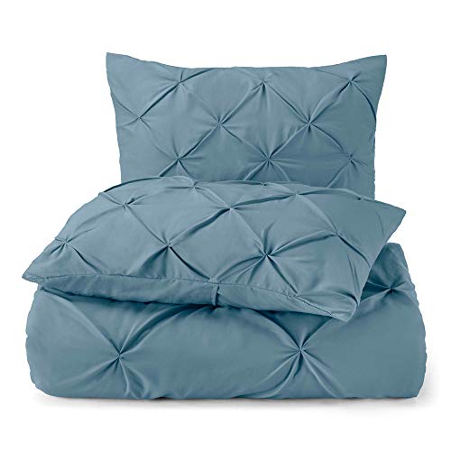 Nestl Blue Heaven Duvet Cover King Size - Pintuck King Duvet Cover Set, 3 Piece Double Brushed Duvet Cover With Button Closure, 1 Pinch Pleated King Size Duvet Cover 104X90 Inches And 2 Pillow Shams #TOP4