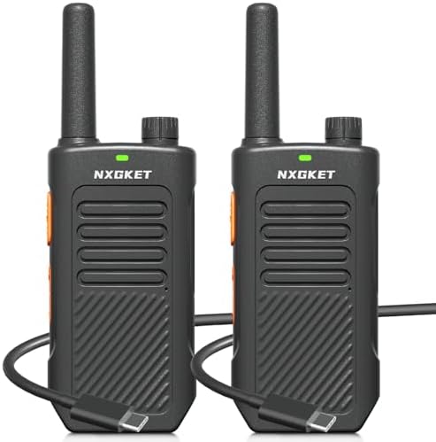 Walkie Talkies, NXGKET Walkie Talkies for Adults – 2 Pack Long Range Rechargeable Two-Way Radios with 16 FRS Channels, 1500mAh Battery, Ideal for Camping, Hiking and Cruises
