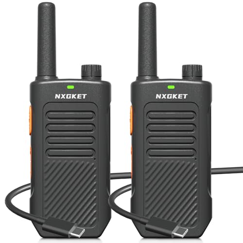 Walkie Talkies, NXGKET Walkie Talkies for Adults – 2 Pack Long Range Rechargeable Two-Way Radios with 16 FRS Channels, 1500mAh Battery, Ideal for Camping, Hiking and Cruises
