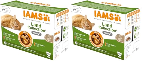 IAMS Land Collection Senior – Cibo umido per gatti anziani in gelatina, 2 × 12 × 85 g