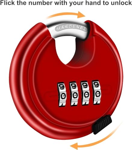Image of Istara Combination Disc Padlock Number Lock - 70 mm for School Gym Locker, Fence, Toolbox, Gate, Case Round Combination Padlock (RED)