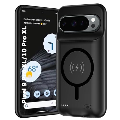 Image of Battery Case for Google Pixel 9 /10 Pro XL, 10000mAh Portable Protective Charging Case with Wireless Charging Compatible for Pixel 9 /10 Pro XL (6.8 inch) Battery Pack Charger Case with Carplay (Black)