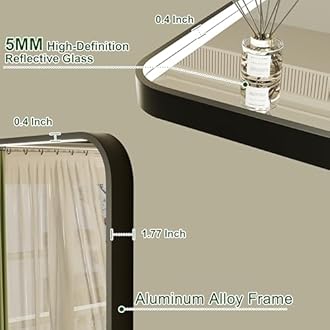 24x32 Inch Black LED Mirror for Bathroom with Lights, 3000K/4500K/6000K, Wall Mounted Lighted Bathroom Vanity Mirrors, Stepless Dimmable, Memory Funtiom, Anti-Fog, Horizontal/Vertical