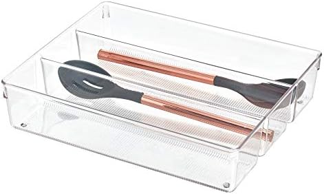 iDesign Linus Kitchen Drawer Organizer for Silverware, Spatulas, Gadgets - Clear