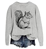 Squirrel Sweatshirt & Hoodie Funny Animal Lover Floral Squirrel Sweaters For Women Men Grey