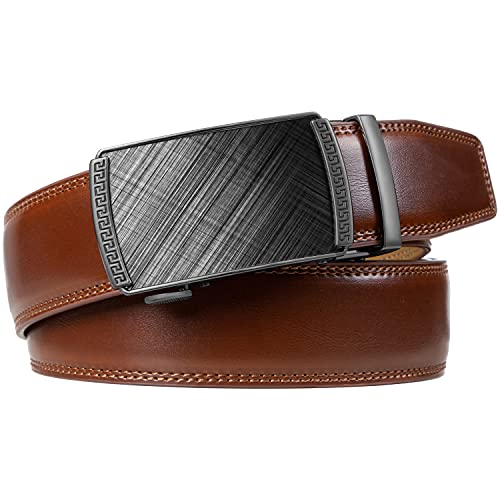 Image of Founders & C Men's Ratchet Belt 1 3 /8 inch,Leather Dress Belt Adjustable with Click Sliding Buckle Trim to Exact Fit