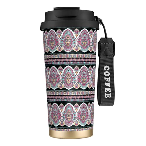 タンブラー エスニック 柄 マグボトル コーヒーカップ 水筒 保温 保冷 ウォーターボトル 蓋付き ストロー付き 直飲み おしゃれ プレゼント