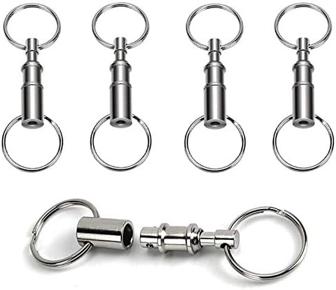 4 Pack Quick Release Detachable Pull Apart Keychain For unisex-adult, Silver - Image 2