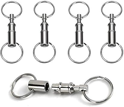 4 Pack Quick Release Detachable Pull Apart Keychain For unisex-adult, Silver