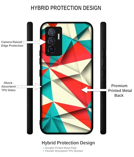 Image of Red Blue White Pattern Design Premium 2D Printed Metal Back Case Cover for Vivo V23E 5G / Y75 4G