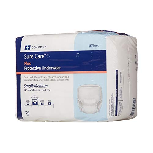 Covidien 1605 SureCare Protective Underwear, Heavy Absorbency, Medium, 34