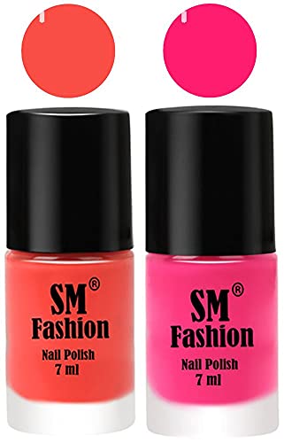 Image of Long Lasting Nail Polish | Nail Paint Combo 7 ml Each) - Set of 2 Coral-Deep Pink