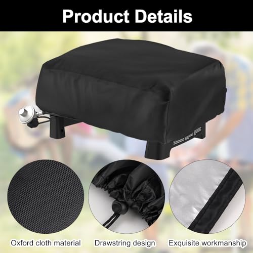 Abdeckung Pizzaofen, 55 x 55 x 27 cm Abdeckhaube für Pizzaofen, Schwarz 420D Oxford-Stoff, Plancha Abdeckung, Wasserdicht, Wiederverwendbar, Kordelzug, Grillabdeckung Klein für den Außenbereich