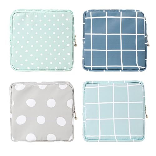 4 unidades de bolsas de almacenamiento para compresas sanitarias, bolsa de almacenamiento con cremallera, bolsa de almacenamiento portátil para tampones para niñas para guardar compresas sanitarias