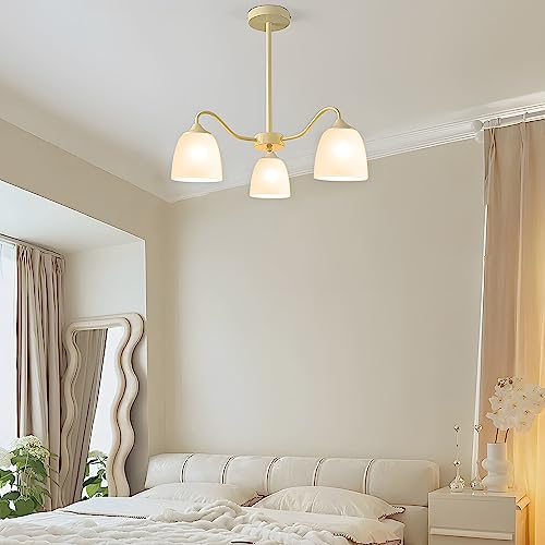 Image of 3-Pack White Frosted Glass Shade Replacements, Ceiling Fan Light Covers Glass Globes Lampshades for Chandelier Vanity Lights Wall Sconces Pendant Light, 1.61 inch Fitter Size, 5 inch high x 4.7 inch diameter