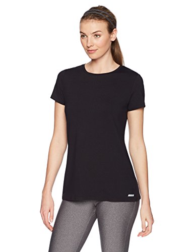 Amazon Essentials Women's 2-Pack Tech Stretc   h Short-Sleeve Crewneck T-Shirt, -black/black, Medium