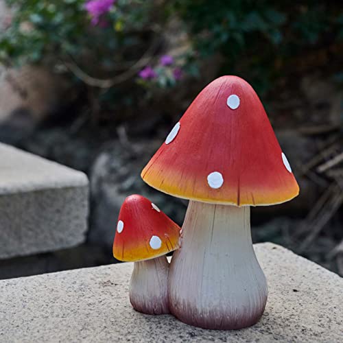 Origarden Mushroom Decor Fairy Garden Accessories - Outdoor Garden Decor Mushrooms Ornament For Garden Decoration Garden Gnome's Favorite Mushroom Statues (8" Red) #TOP5