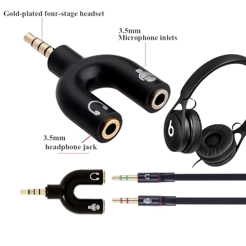 Image of Lynacz Black - 3.5mm Audio Jack to Headphone Microphone Splitter Converter Adaptor Specially Design for Mobile Tablet and Laptop (Only 1 Input for Audio) (BN20)
