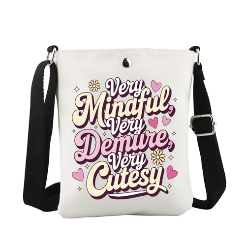 WCGXKO Very Demure Very Mindful Very Cutest Crossbody Bag Trending Words Gift Gen Z Trendy gift
