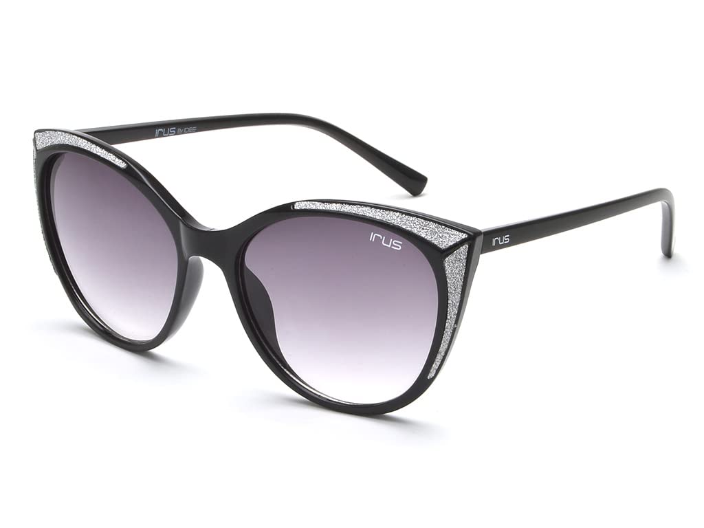 IRUSby Idee Women's Sunglasses 100 % UV Protected Polycarbonated Medium Square Grey Gradient Sunglasses For Women, Black, 54mm
