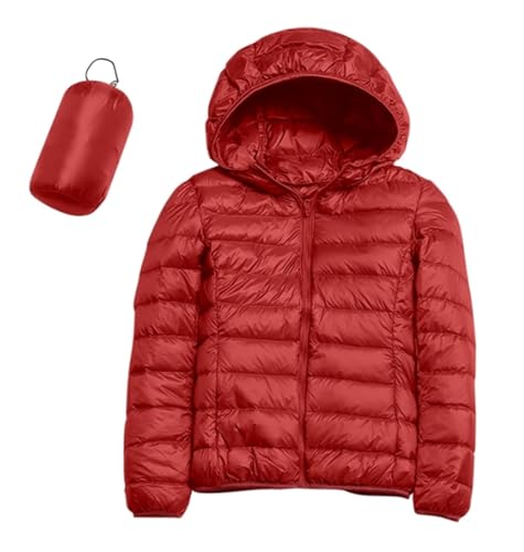 ZHIAN Chaqueta De Plumón Ligera For Mujer, Abrigo Acolchado Ligero Y Corto, Chaqueta, Chaqueta Softshell Ligera Y Cálida For Mujer, Chaqueta Acolchada(Rouge,XL)