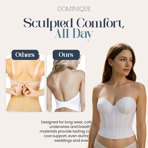 Image of Dominique Noemi Women's Backless Strapless Longline Bustier Bridal Bra #6377 - Full Support, Shaping Bra - Lingerie for women