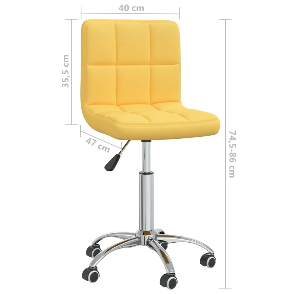 Bürostuhl, drehbar, verstellbar, Senfgelb, mit Gashebemechanismus und 360-Grad-Rollen, mit weichem Stoff bezogen und gepolstert, für ergonomischen Schreibtisch