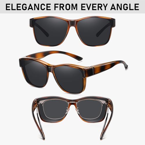 GEGURI Polarized Sunglasses Fit Over Glasses for Men Women, Oversized Square Sun Glasses UV400 Protection Shades — view 5