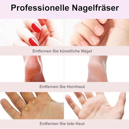 COSLUS Kabellos Tragbar Nagelfräser, 11 in 1 Profi Maniküre und Pediküreset, Nagelfeile für Gelnägel und Acrylnägel, Nagelformen, Entfernen von Hornhaut