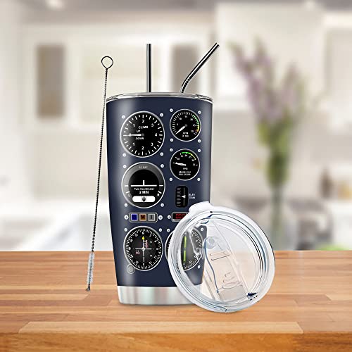 CGMIBAS Pilot Gifts Aviation Men 20 Oz Insulated Stainless Steel Aviation Cup Tumbler Gifts for Pilots Men Coffee Mugs Airplane Gift, Birthday Christmas Gift for Pilots Dad, Son, Husband