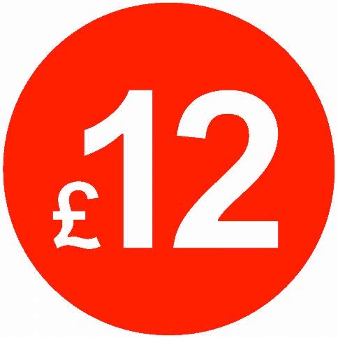 Red Price Stickers 45mm, £12, 1000 Labels