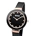 Imagen de BERING 11429-166-S Reloj de cuarzo para mujer con caja de acero inoxidable de 29 mm con acabado en oro rosa y esfera negra