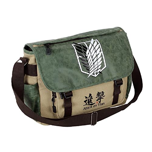 Sohaon Anime Canvas Schultertasche Student Crossbody Umhängetasche Daypack Laptop Bag Büchertasche mit breitem Schultergurt AOT