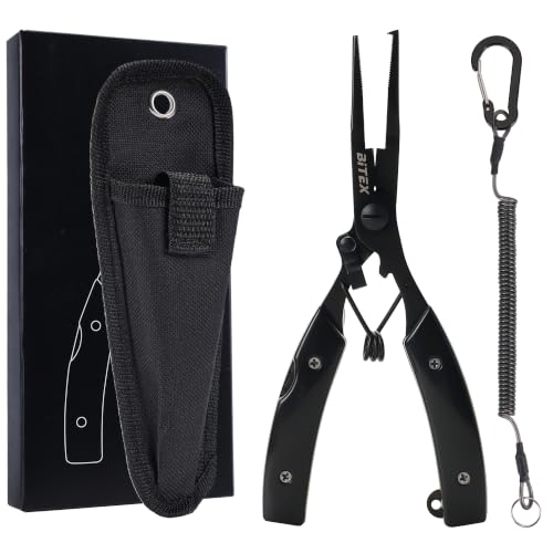 BiteX Fishing Pliers with Split Ring Tip and Braid Cutter Saltwater