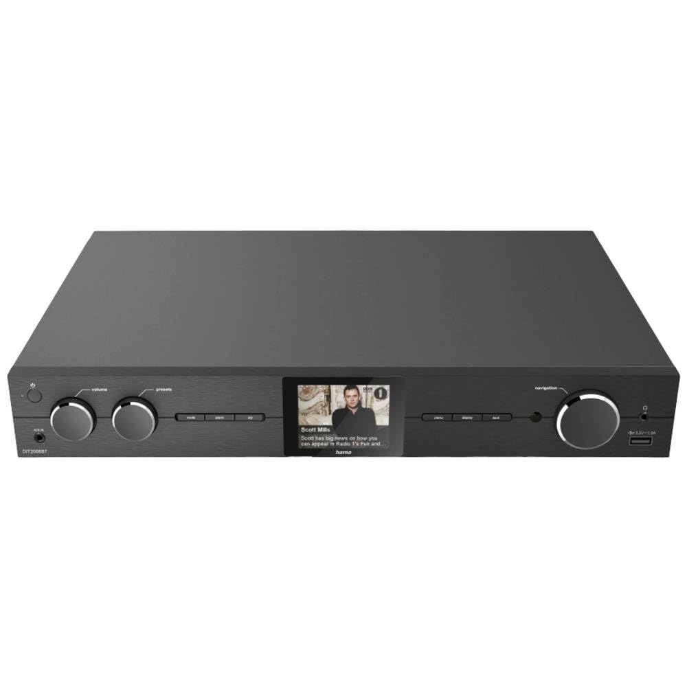 Hama Tuner Hi-FI Radio Radion Internet,Dab/Dab+/FM, Bluetooth 'DIT2006BT' (Tuner HiFi Radio numérique WiFi, Spotify Connect, UNDOK App Control pour Smartphone ou Tablette, USB/AUX, Réveil) Noir