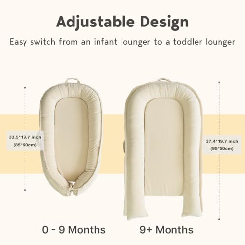Image of Infant Cushion, Baby Cushion Cover for Baby Girls & Boys, Portable Baby Support Cushion, Newborn Essentials for Baby 0-12 Months, 100% Cotton Breathable, Travel Baby Cushion (Creamy White)